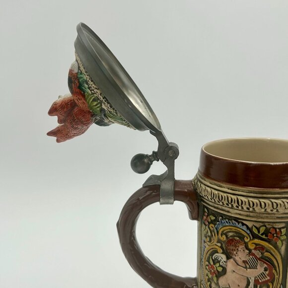 Vintage Genuine Gerz German Beer Stein With Fox Lid & Intricate Hunt Scene - Picture 7 of 10
